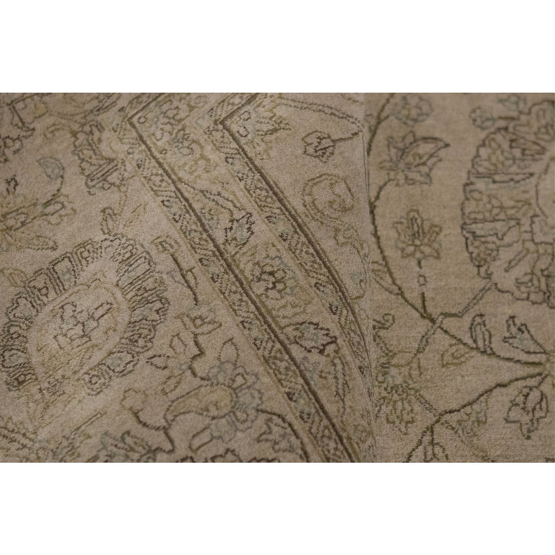 Hand Knotted Wool Area Rug in Gold