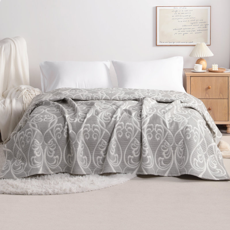  Couverture en mousseline de coton naturel, l 68 po x L 92 po