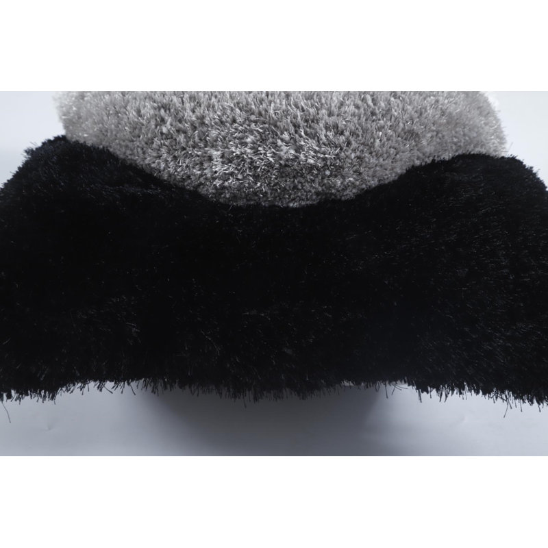 Mateos Collection Abstract Shag Pillow, 20" x 20", Black/Gray/White