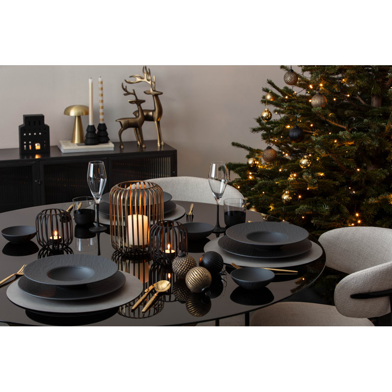 Boules de Noël en verre Villeroy & Boch Collection Chic, ensemble de 3, noires