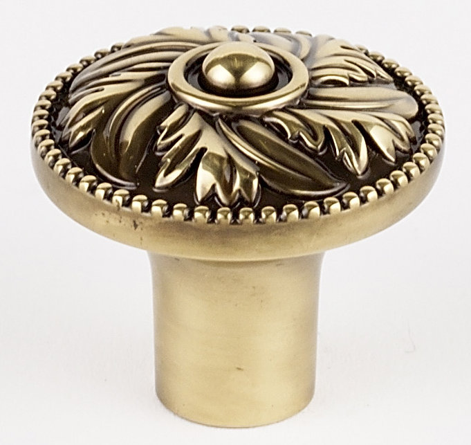 Hickory Mushroom Knob, Polished Antique, 1.25" H x 1.25" W x 0.5" D