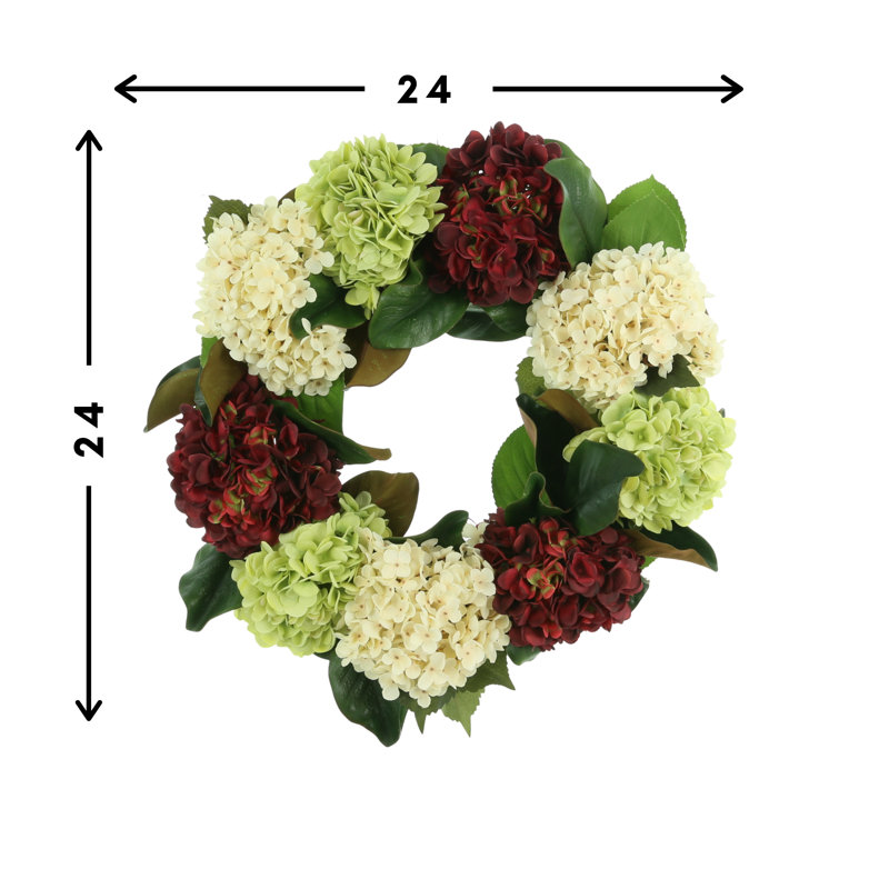 24" Hydrangea & Magnolia Wreath