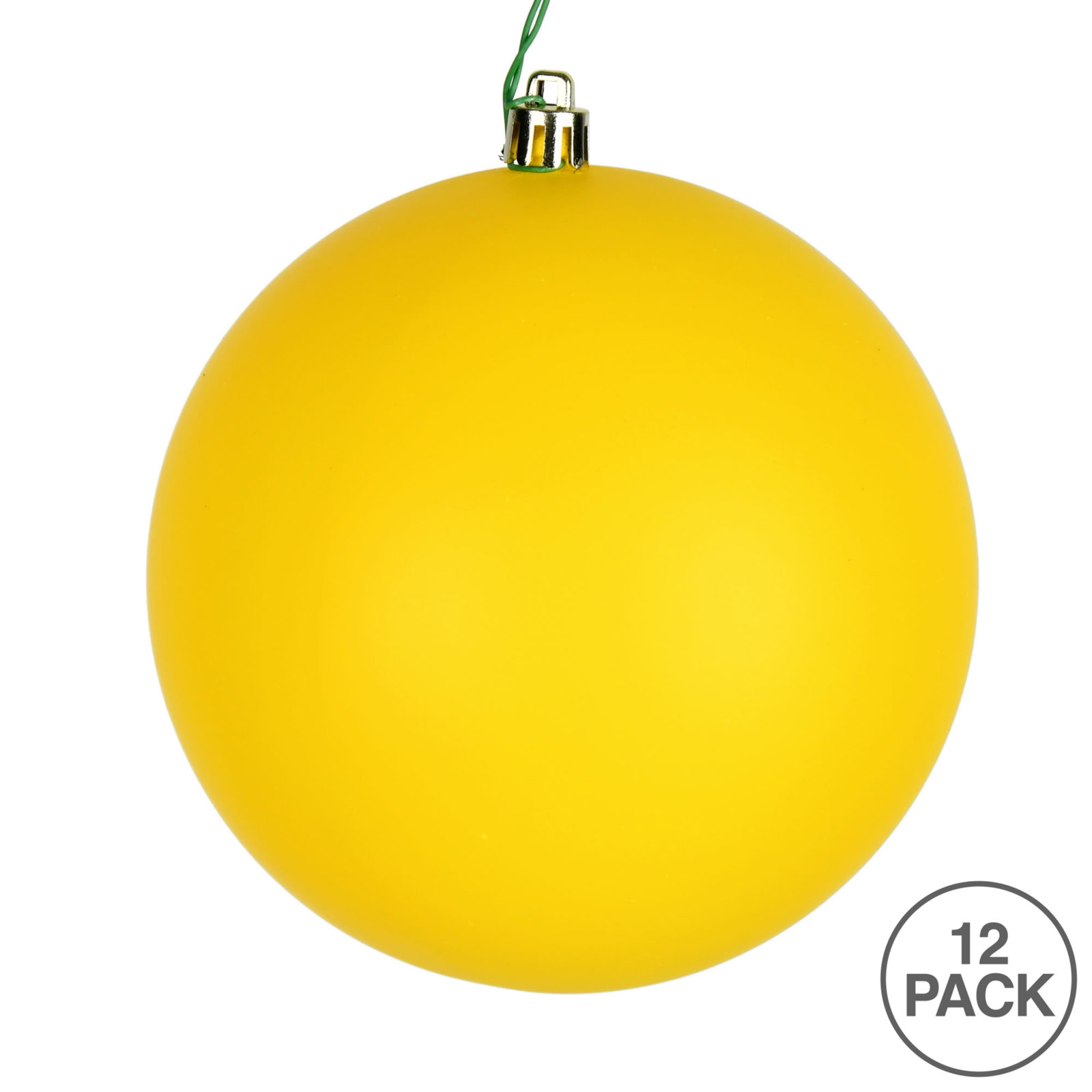 Holiday Décor Ball Ornament, 3" H x 3" W x 3" D, Matte Yellow
