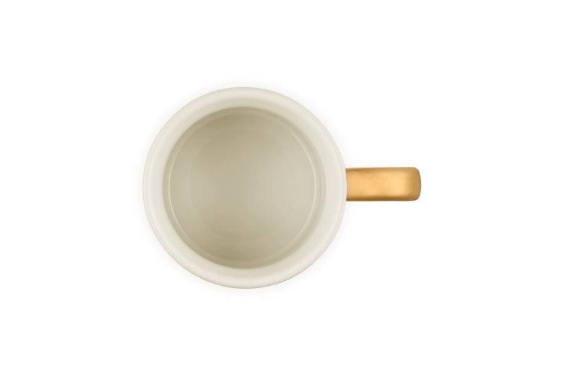 Le Creuset Stoneware Mug With Gold Metallic Handle Mug, 14 Oz., Provence, Orange