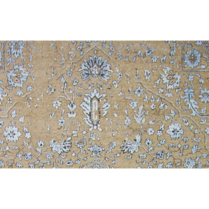 Tapis brun / bleu de haute qualité noué à la main, Rectangle 6 pi x 9 pi