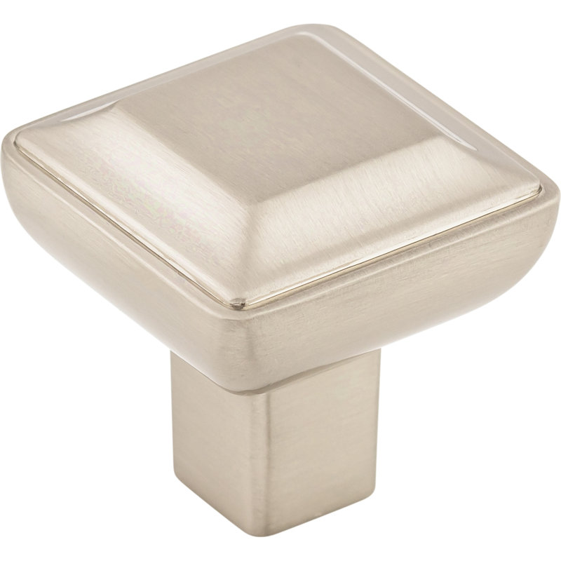 Podium Square Knob, 1 1/8" Length, Brushed Satin Nickel