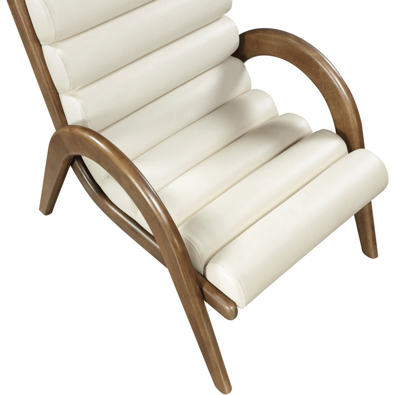 Fauteuil d'appoint en cuir Randal, Brun noyer, Cuir crème végétalien