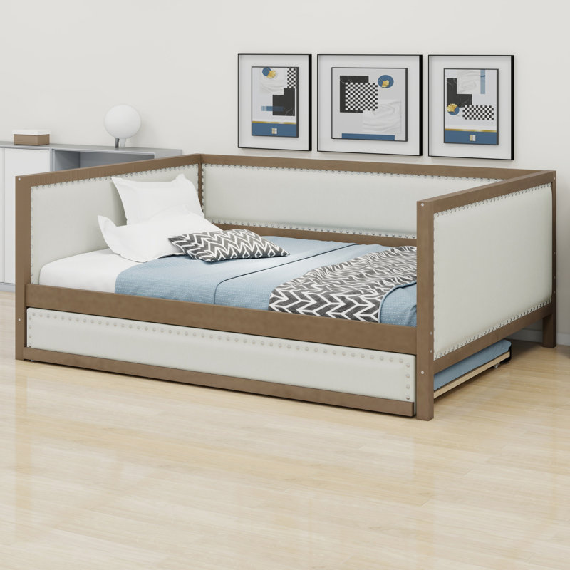 Upholstered Daybed With Trundle And Nailhead Decoration