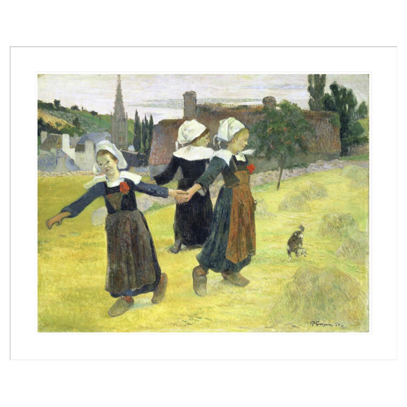 «Brittany Girls Dancing Pont-Aven» par Paul Gauguin - Estampe numérique encadrée, H 33,5 po x l 40,86 po