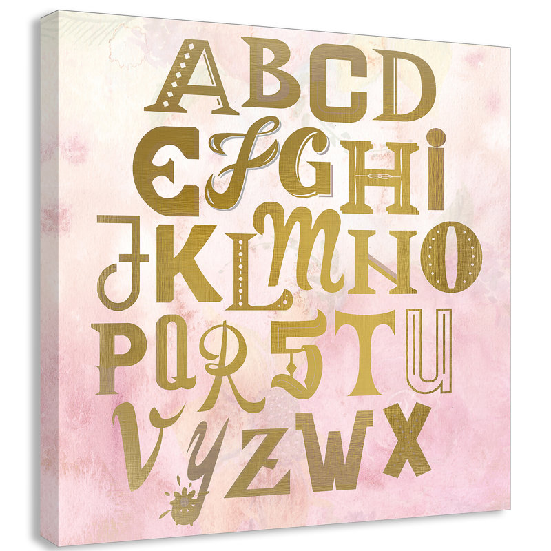Art sur toile Abc, H 24 po x l 24 po x P 1,5 po, Rose