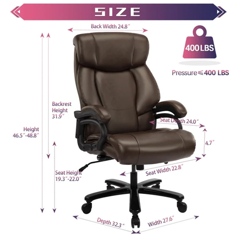 Chaise de bureau ergonomique en similicuir Lanyah, Brun