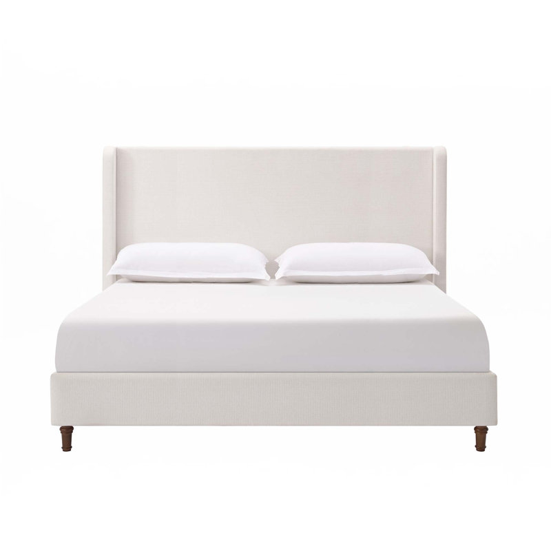 Grand lit tapissier Harper, Très grand, Blanc crème