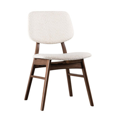 Chaises d'appoint 2 pièces Mid-Century modernes en noyer et beige avec siège et dossier rembourrés, pieds inclinés pour la salle à manger
