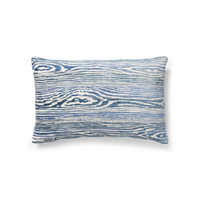Wedgwood Blue Jacquard Wood-Grain Pattern Pillow
