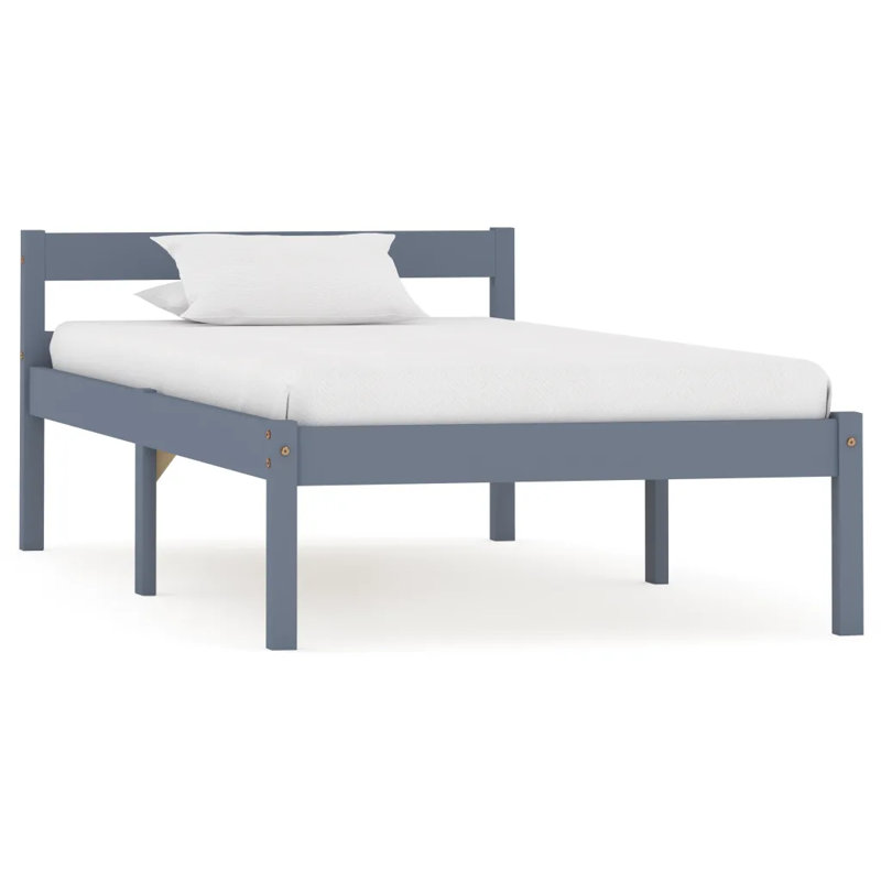 Aaryahi Solid Wood Bed, European Single (90 x 200 cm), Grey
