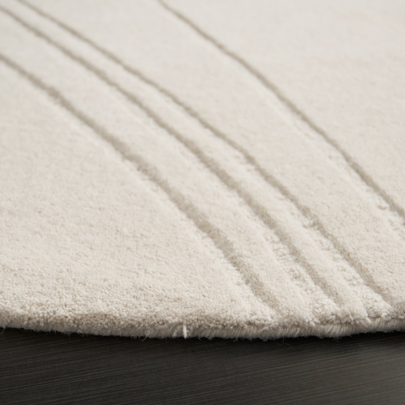 Novelty Hand Tufted Wool Cotton Solid Color Rug in Ivory, Novelty 5' x 5'