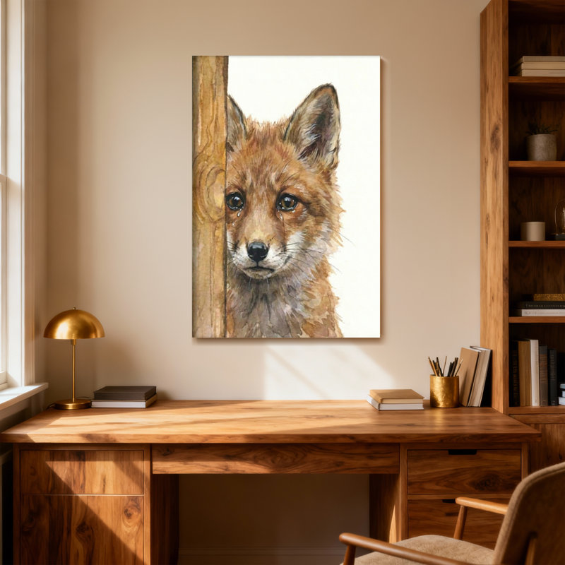 Portrait d'animaux renard, H 24 po x l 36 po