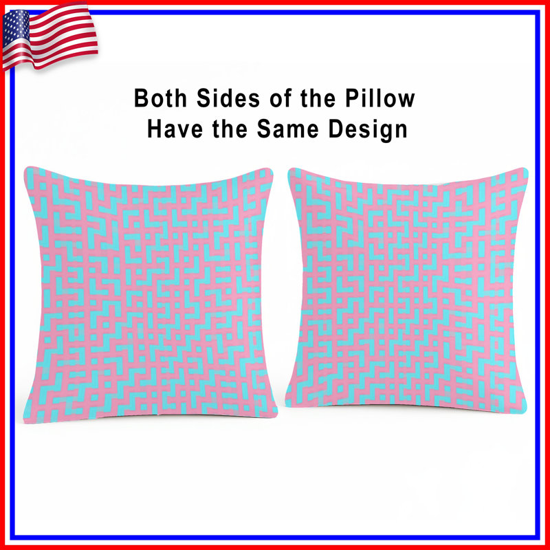 Blue Pink Maze Double Sided Throw Pillows, 16 x 16 inches