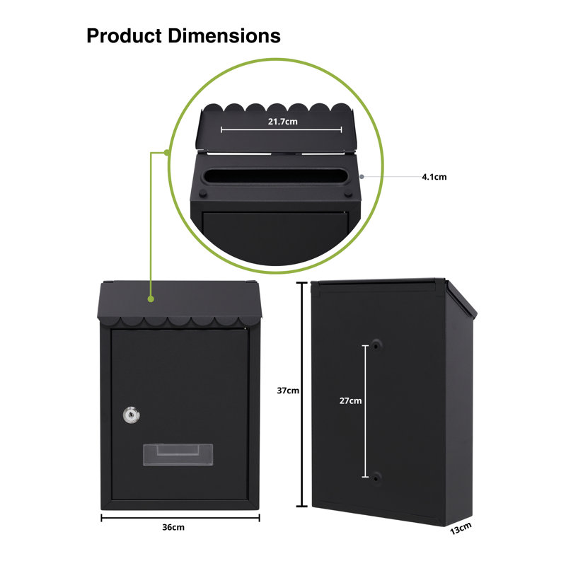 Stallings Steel Wall Mounted Post Box, Black