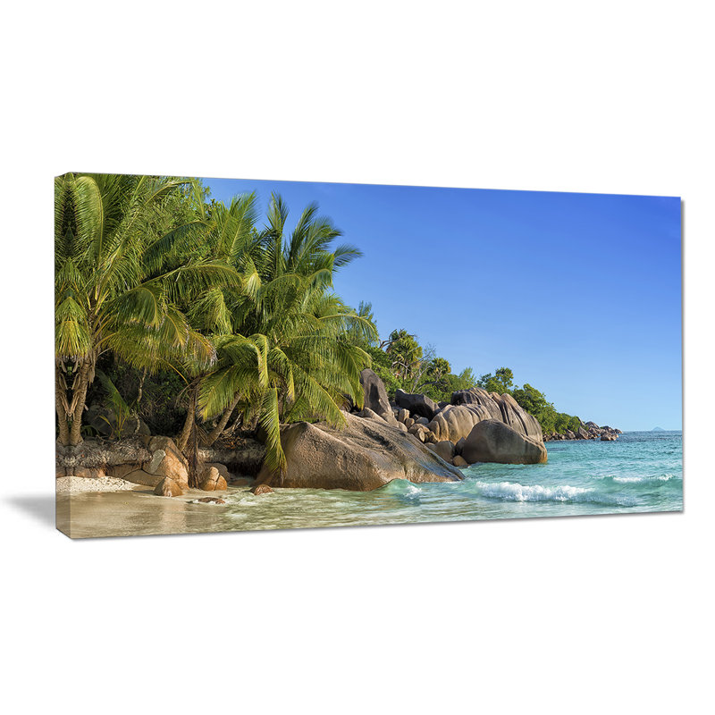 Anse lazio praslin island grand shore, reproduction de photo sur toile tendue, H 28 po x l 60 po x P 1,5 po