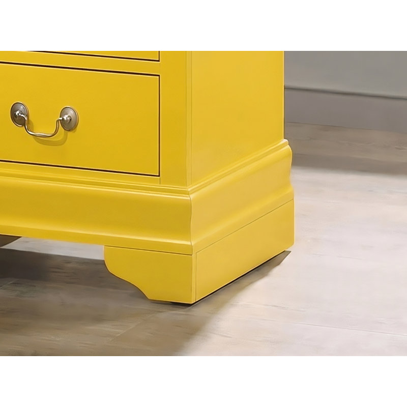 Table de chevet 2 tiroirs jaune Temara, Jaune