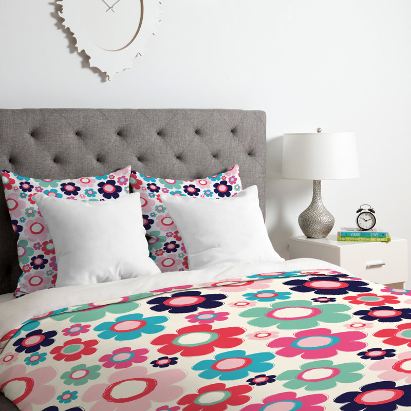 Ensemble de housse de couette fleurs, Housse de couette pour grand lit et 2 taies décor