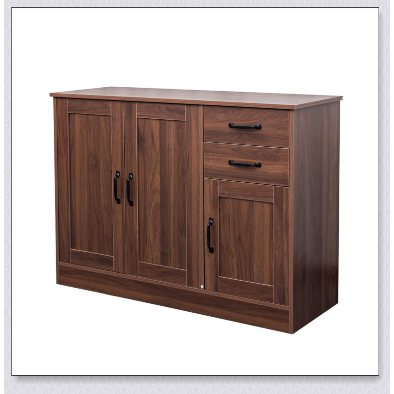 Buffet moderne en bois avec 2 portes, 1 compartiment de rangement et 2 tiroirs - idéal pour l'entrée, la salle à manger ou le salon, 43,3 pouces