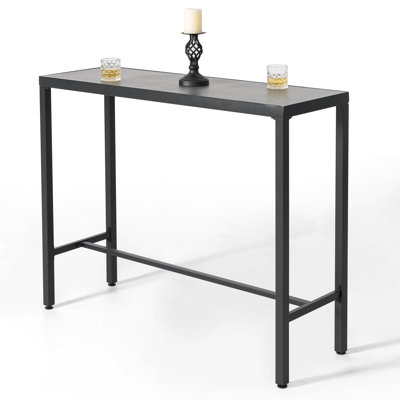 Leihla Iron Outdoor Bar Table with 3D-Print Tempered Glass Top