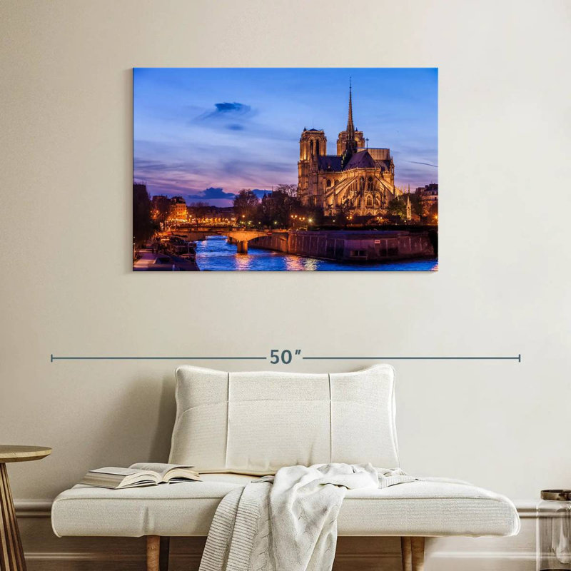 Kavia Notre Dame à Paris la nuit, H 26 po x l 39 po