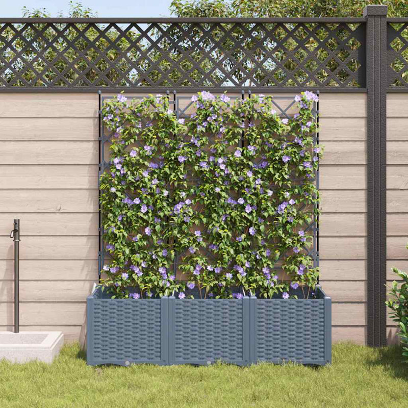 Garden Planter Steel Outdoor Container Modern Decor Terrace Stylish Pot, 143cmH x 120cmW x 40cmD, Light Grey