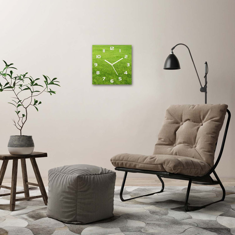 Hennecy Glass Wall Clock, White/Green