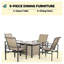 Ensemble repas d'extérieur 5 pièces avec table carrée et chaises berçantes, beige et noir