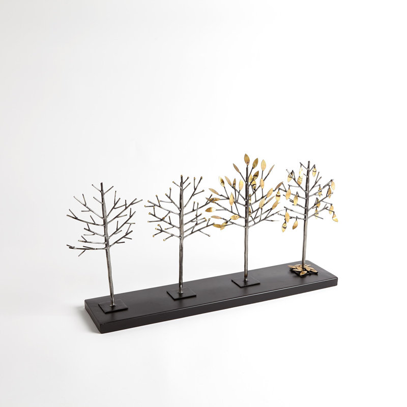Gold Iron Four Seasons Tree Sculpture, 24.5" Length