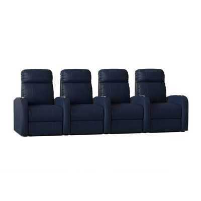 Upholstered Power Reclining Home Theater Seating with Cup Holder