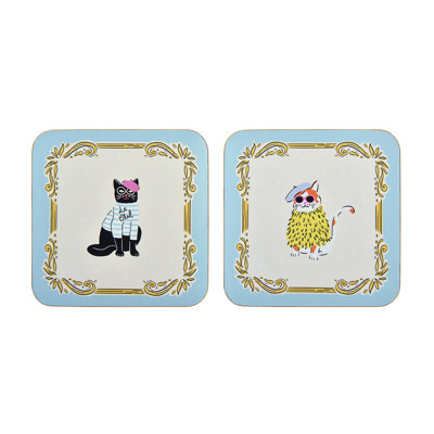 Cool Cats Square 4 Piece Coaster Set