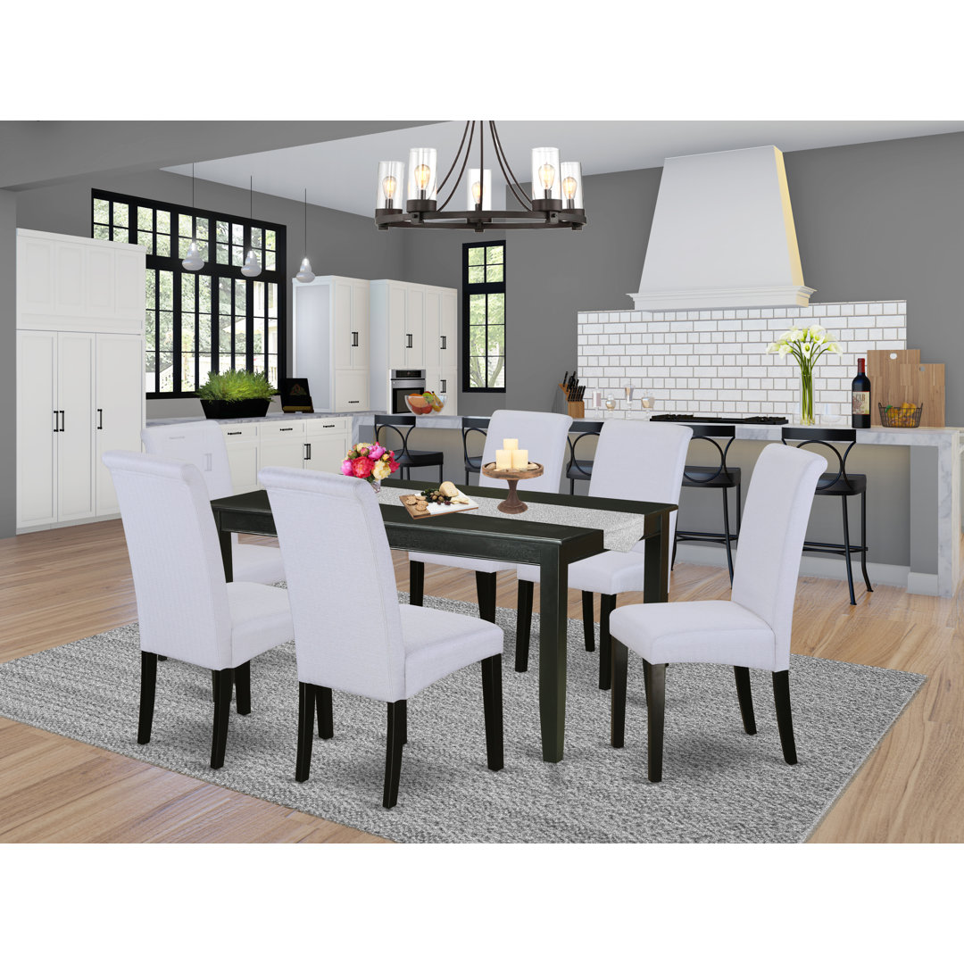 Tiara 7 - Piece Rubberwood Solid Wood Dining Set Winston Porter Table 