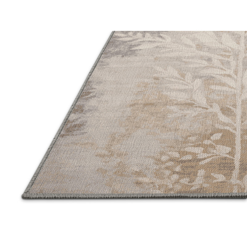 Machine Washable Gray Area Rug, Rectangle 4' x 6'