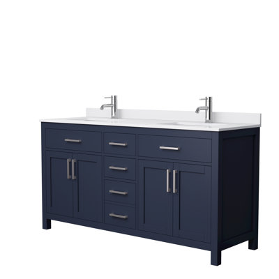 Beckett 66" Freestanding Double Bathroom Vanity with Cultured Marble Top