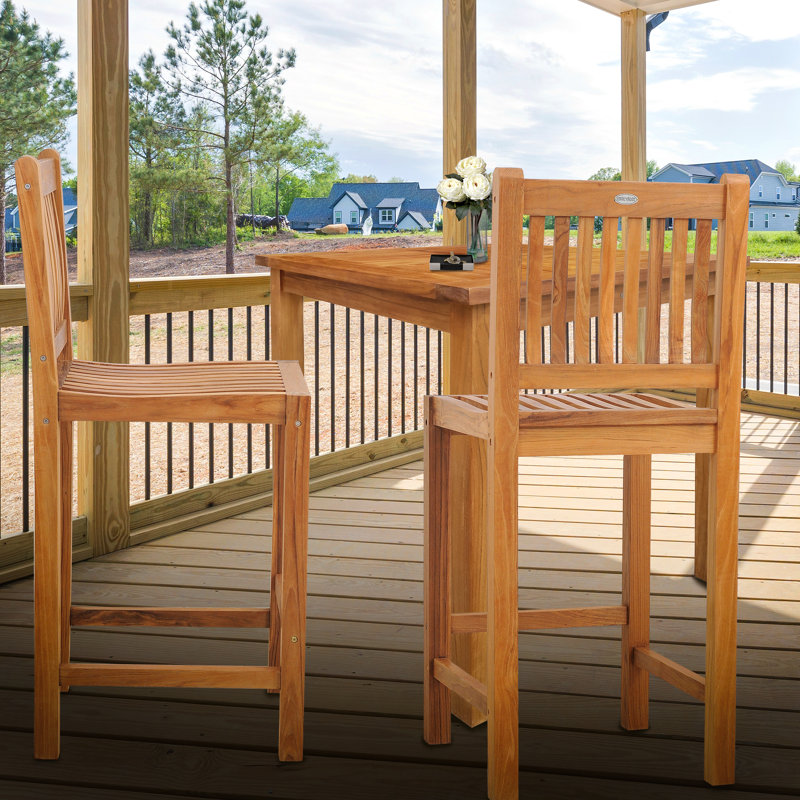 Elzas Outdoor Teak Bar Stool, 30"