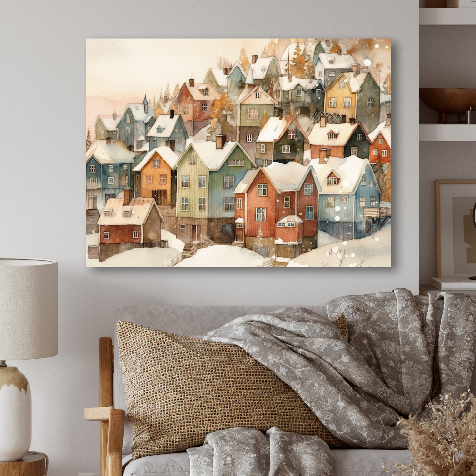 Red Barrel Studio® Winter Village III - Landscape Modern Metal Wall Art ...