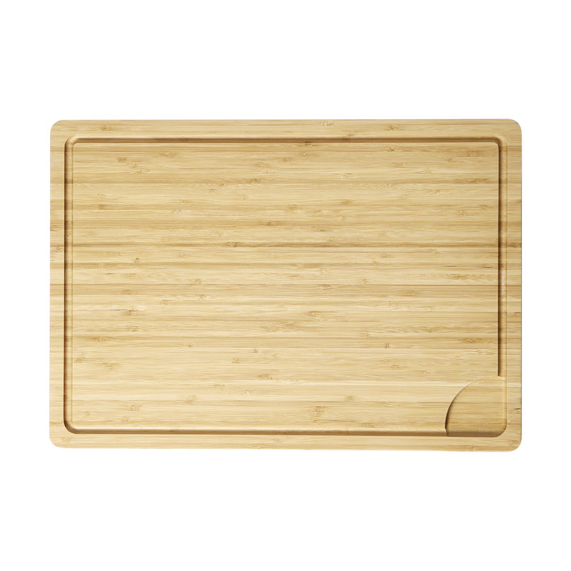 Très grande planche à découper en bambou 20 po x 14 po - Bloc de boucher réversible avec rainures profondes. Pré-huilé, facile à transporter grâce aux poignées