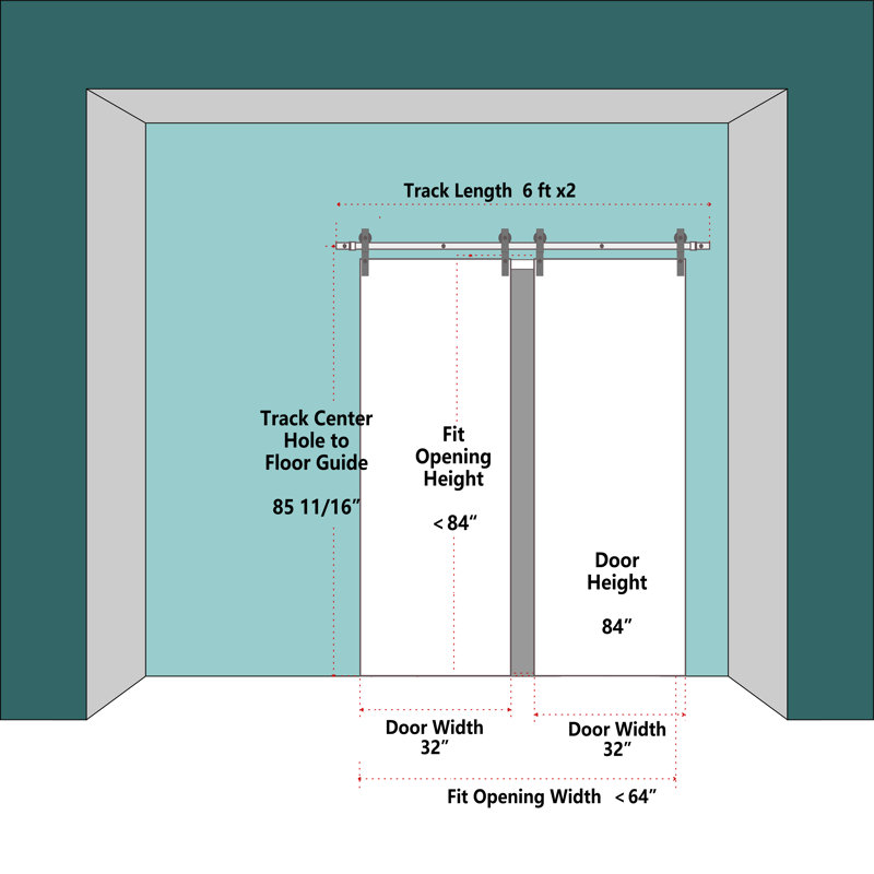 Mirror Surfaced Design - Sliding Interior Barn Door With Manufacture Wood Include Hardware, 64" x 84"