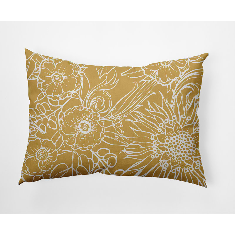 Cuban Flare Print Faux Linen Textured Pillow, Yellow