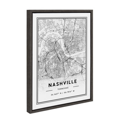 Nashville Modern Map by Jake Goossen Framed Canvas Wall Art Print