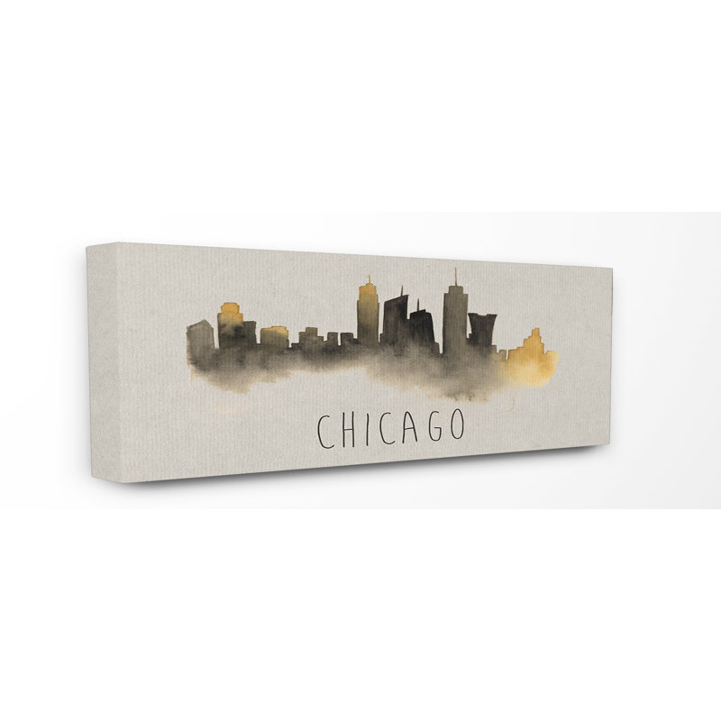« chicago horizon silhouette », impression, H 10 po x l 24 po, Toile tendue