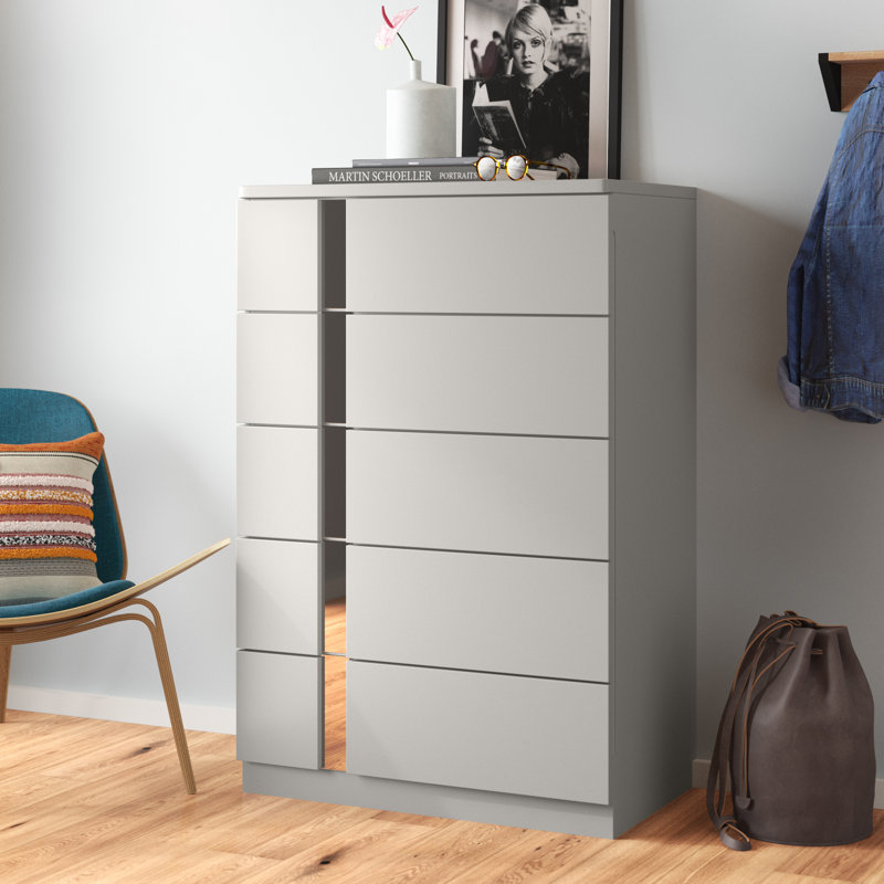 Commode 5 tiroirs Augie, gris