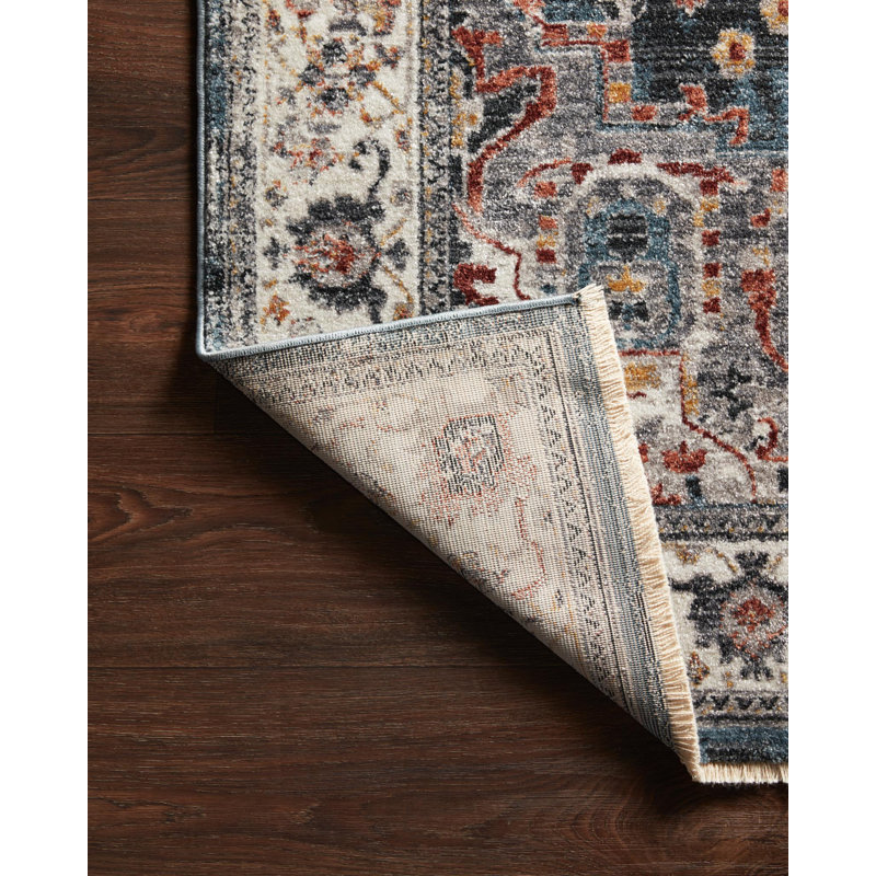 Tapis oriental bleu / gris / beige Leonara, Rectangle 11 pi 6 po x 15 pi 7 po