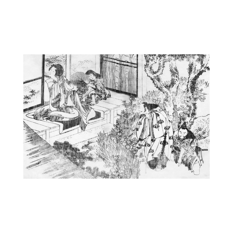 A Man Watching A Beautiful Woman by Katsushika Hokusai - Wrapped Canvas Print, 20.32 cm H x 30.48 cm W