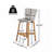 Set Of 2 Outdoor Patio Barstool, Teak Finished Wood With Light Grey PE Wicker-135395644
