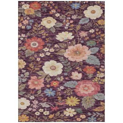 Machine Washable Indoor/Outdoor Chantille ACN2945 Floral Rug